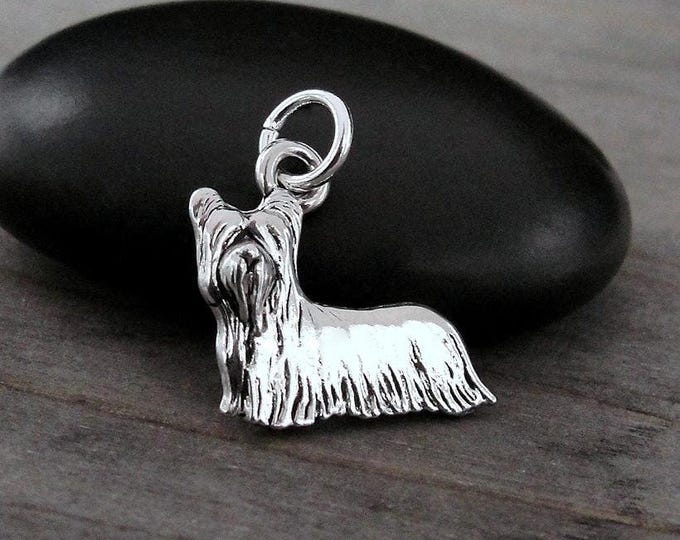 Yorkshire Terrier Charm, Silver Yorkie Charm for Necklace or Bracelet, Skye Terrier Charm, Skye Terrier Necklace, Skye Terrier Gift