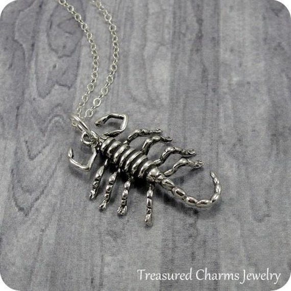 Scorpion Necklace, Sterling Silver Scorpion Charm on a Silver Cable Chain