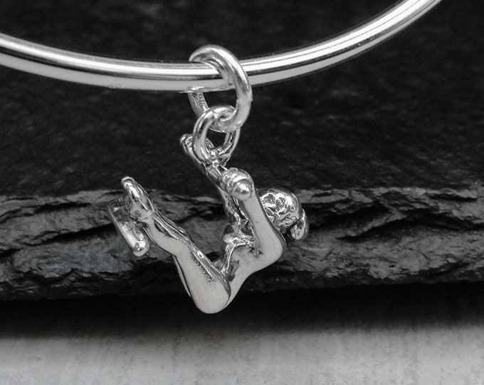 Gymnast Charm, 925 Sterling Silver 3D Gymnast Necklace Charm, Gymnastics Charm, Gymnast on Uneven Bars Charm Gymnast Gift, Gymnastics Gift