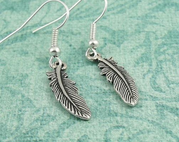 Small Feather Earrings - Silver Plated