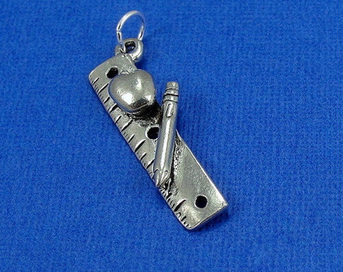 School Teacher Ruler Charm - Silver Ruler Charm for Necklace or Bracelet