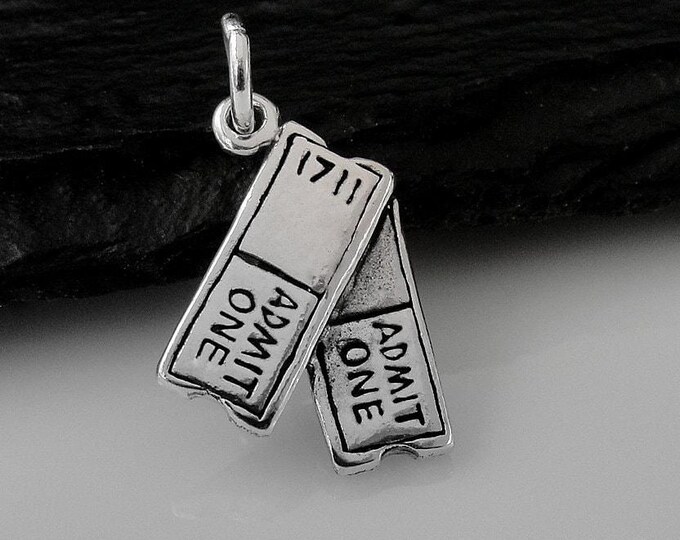 Movie Tickets Charm, 925 Sterling SIlver Show Tickets Bracelet Charm, Film Producer Charm, Actor Charm, Actress Charm, Movie Buff Gift