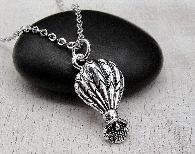 Hot Air Balloon Necklace, Silver Plated Balloon Ride Charm Necklace, Balloon Travel Necklace, Adventure Necklace, Ballooning Necklace