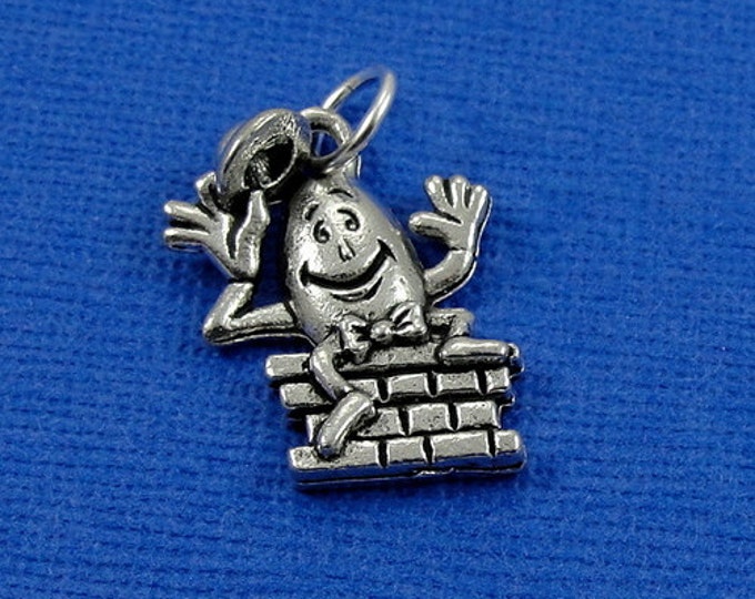 Humpty Dumpty Charm - Silver Egg Head Charm for Necklace or Bracelet