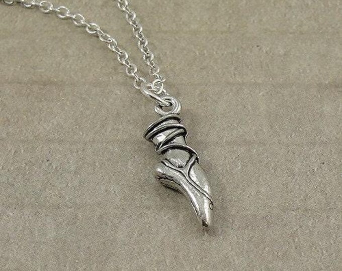 Ballet Slipper Necklace, Silver Ballet Slippers Charm on a Silver Cable Chain