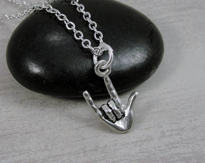 Silver 'I Love You' Sign Language Necklace, Sign Language Charm, Valentine's Day Gift, I Love You Necklace , I Love You Charm