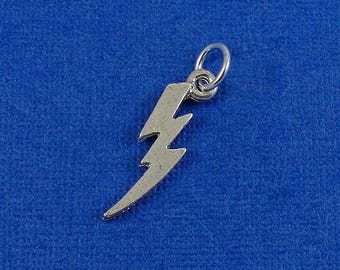 CLOSEOUT - Lightning Bolt Charm - Silver Plated Lightning Bolt Charm for Necklace or Bracelet