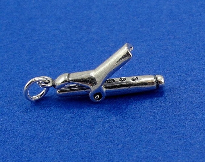 Curling Iron Charm - Sterling Silver Curling Iron Charm for Necklace or Bracelet