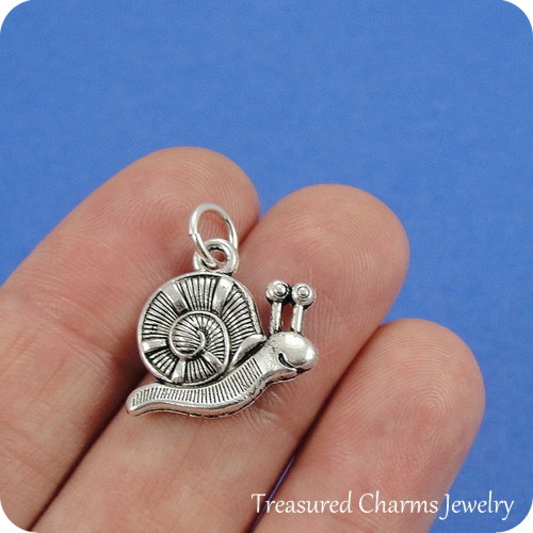 Garden Snail Charm Silver Snail Charm for Necklace or Etsy