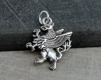 Griffin Charm, Silver Gryphon Charm for Necklace or Bracelet, Magestic Creature Charm, Griffon Charm, Griffin Gift, Gryphon Jewelry