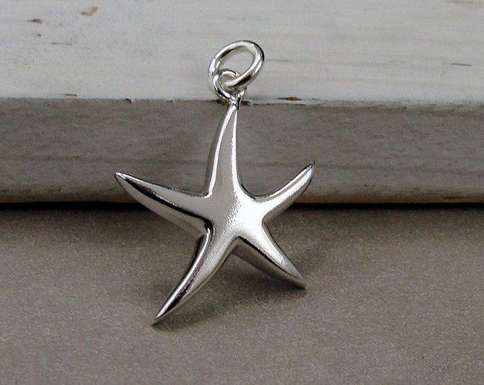 Starfish Charm, 925 Sterling Silver Starfish Charm, Ocean Beach Pendant, Bracelet Charm, Necklace Charm, Beach Jewelry, Beach Gift