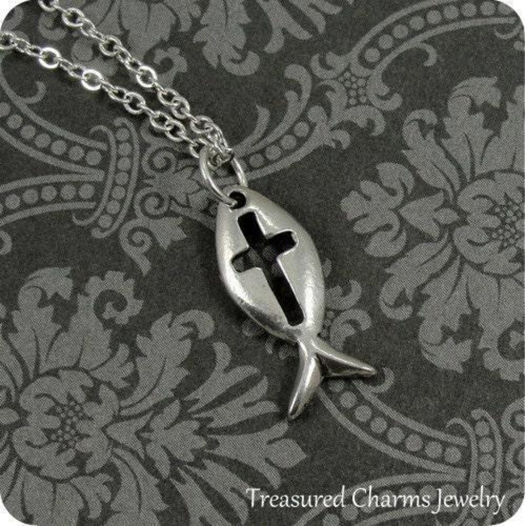 Jeshayuan Collane con ciondolo pesce Gesù per donna Uomo Collana IXOYE Ichthys Ciondolo pesce Gesù Cristo Figlio di Dio Collana salvatore  36