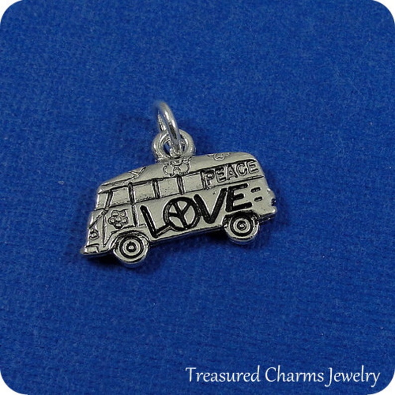 Hippie Van Charm Silver Plated Love and Peace Hippie Van Charm for Necklace or Bracelet image 3
