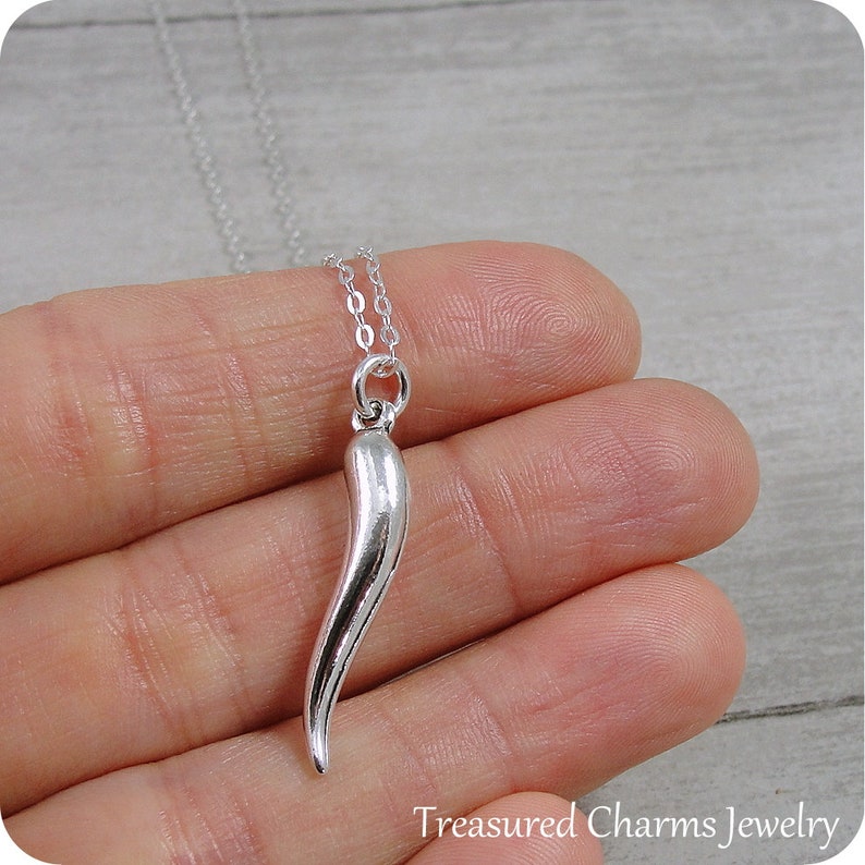 Italian Horn Necklace Sterling Silver Italian Horn Charm on a Etsy