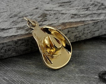 Cowboy Hat Charm, Gold Cowboy Hat Charm for Necklace or Bracelet, Country Western Charm, Rodeo Cowgirl Jewelry, Cowboy Hat Jewelry