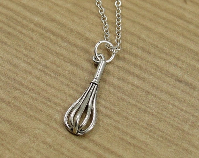 Bakers Whisk Necklace, Silver Baking Whisk Charm on a Silver Cable Chain