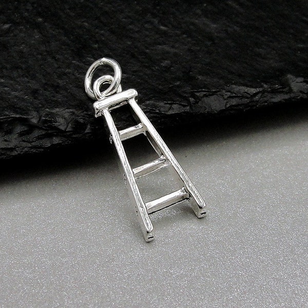 Silver Ladder Charm, Ladder Necklace Charm, Handyman Charm, Roofer Charm, Tool Charm, Construction Worker Charm, Handyman Gift Jewelry