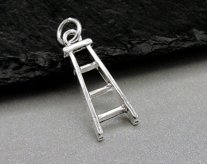 Silver Ladder Charm, Ladder Necklace Charm, Handyman Charm, Roofer Charm, Tool Charm, Construction Worker Charm, Handyman Gift Jewelry