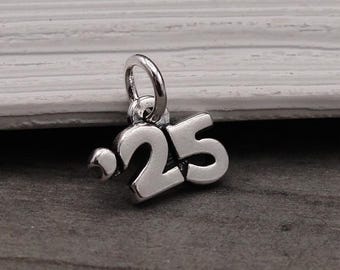 Sterling Silver 2025 Charm, 2025 Year Charm, 2025 Graduation Charm, Class of 2025 Charm, Necklace Charm, Bracelet Charm, Graduation Gift