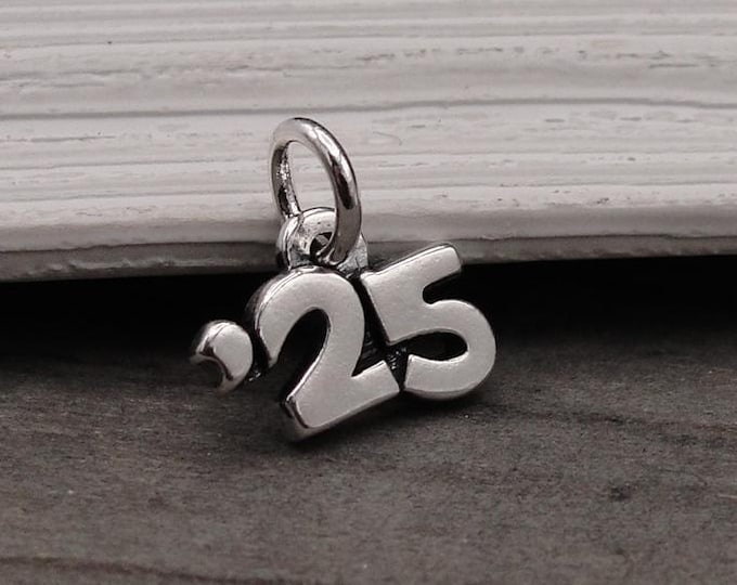 Sterling Silver 2025 Charm, 2025 Year Charm, 2025 Graduation Charm, Class of 2025 Charm, Necklace Charm, Bracelet Charm, Graduation Gift