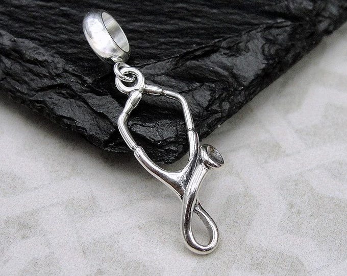 Stethoscope European Charm, 925 Sterling Silver Stethoscope Dangle Charm, Doctor Charm, Nurse Charm, Medical Charm, Gift for Doctor or Nurse
