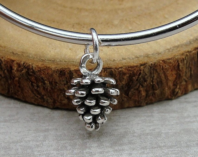 Pine Cone Charm, 925 Sterling Silver 3D Pine Cone Charm for Necklace or Bracelet, Winter Charm, Christmas Charm, Pine Cone Gift Jewelry