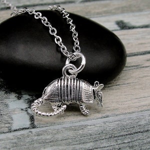 Armadillo Necklace, Silver Plated Armadillo Charm Necklace, Texas Charm Necklace, Texas Charm, Texas Gift, Texas Armadillo Jewelry