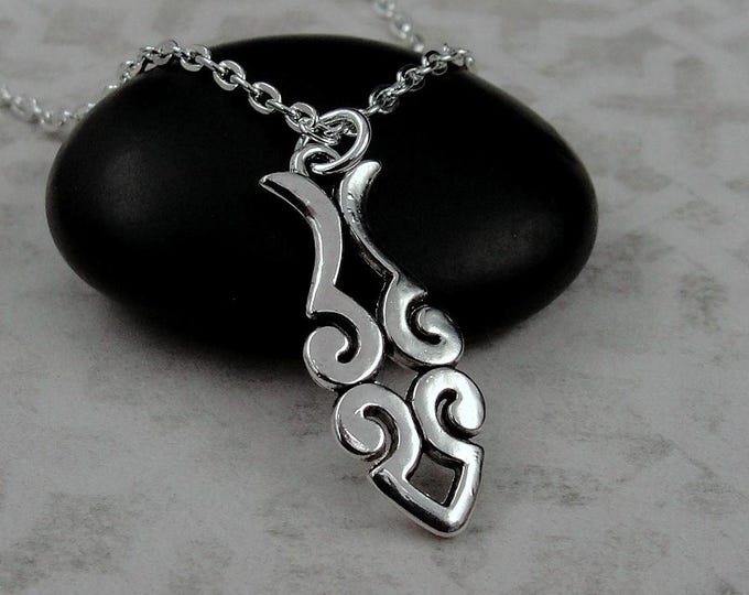 Silver Ichthus Fish Necklace, Jesus Fish Necklace, Christian Fish Charm Necklace, Religious Charm, Ichthys Fish Charm, Christian Necklace