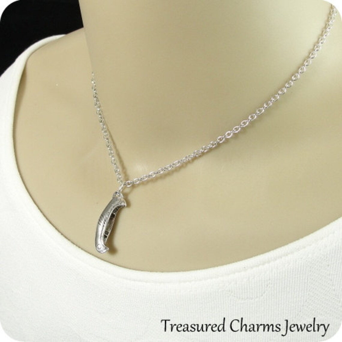 Canoe Necklace Silver Canoe Charm on a Silver Cable Chain Etsy