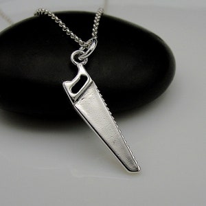 Hand Saw Necklace, 925 Sterling Silver Handsaw Charm Necklace, Wood Saw Necklace, Carpentry Necklace, Woodworking Necklace, Handyman Gift