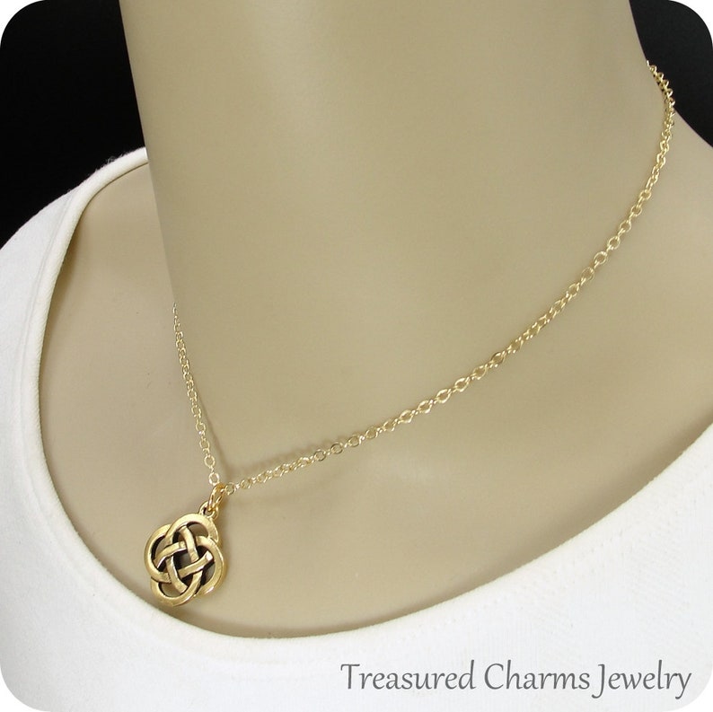 Celtic Knot Necklace Gold Celtic Knot Charm Necklace Eternal Etsy
