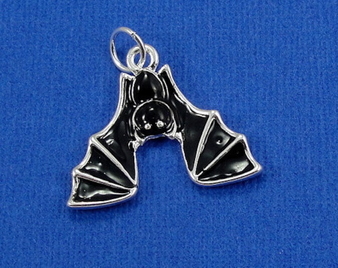 Bat Charm - Silver Plated Hanging Bat Charm for Necklace or Bracelet