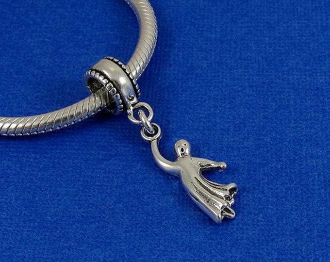 Ghost European Dangle Bead Charm - Sterling Silver Ghost Charm for European Bracelet