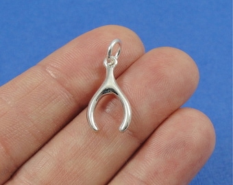 Tiny Wishbone Charm - Silver Wishbone Charm for Necklace or Bracelet