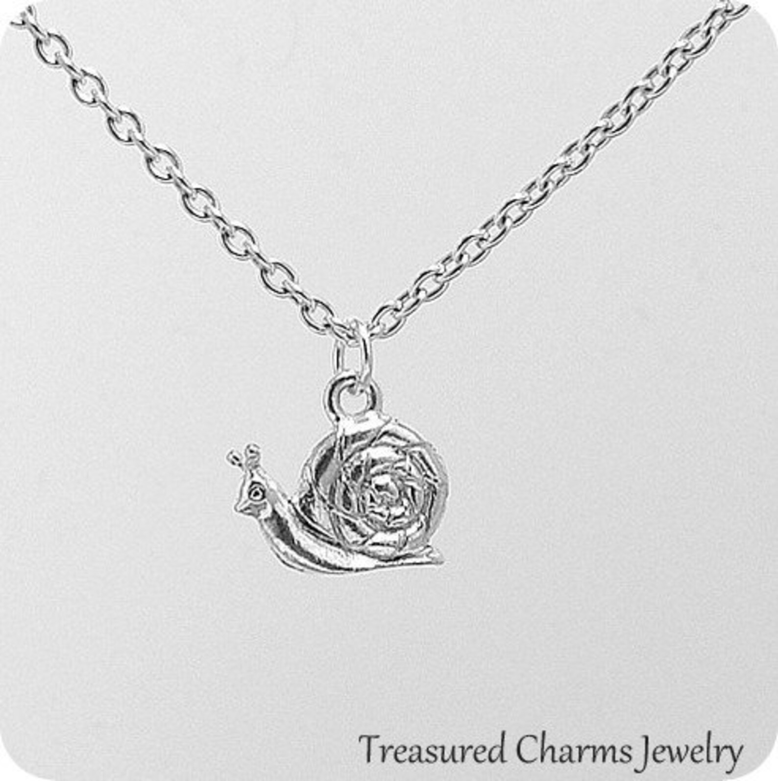 Snail Necklace Snail Charm on a Silver Cable Chain Etsy