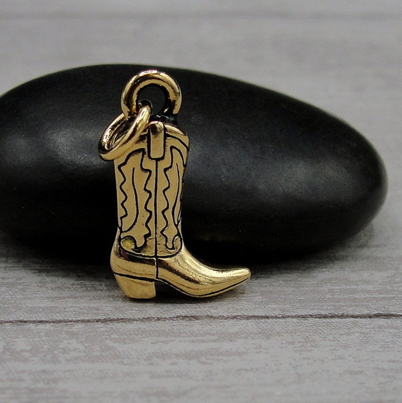 Cowboy Boot Charm, Gold Cowboy Boots Charm for Necklace or Bracelet, Cowgirl Charm, Rodeo Cowgirl Jewelry, Cowboy Boot Jewelry image 1