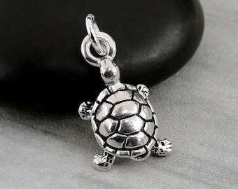 Turtle Charm, Silver Plated Turtle Charm for Necklace or Bracelet, Tortoise Charm, Box Turtle Charm, Turtle Necklace, Turtle Gift Jewelry