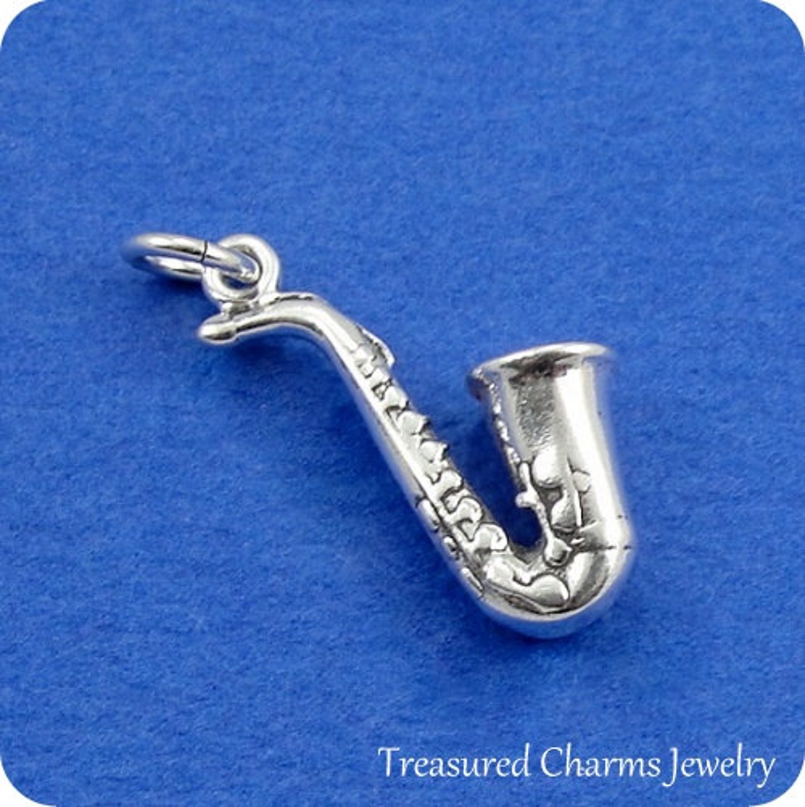Saxophone Charm Sterling Silver Saxophone Charm for Necklace Etsy