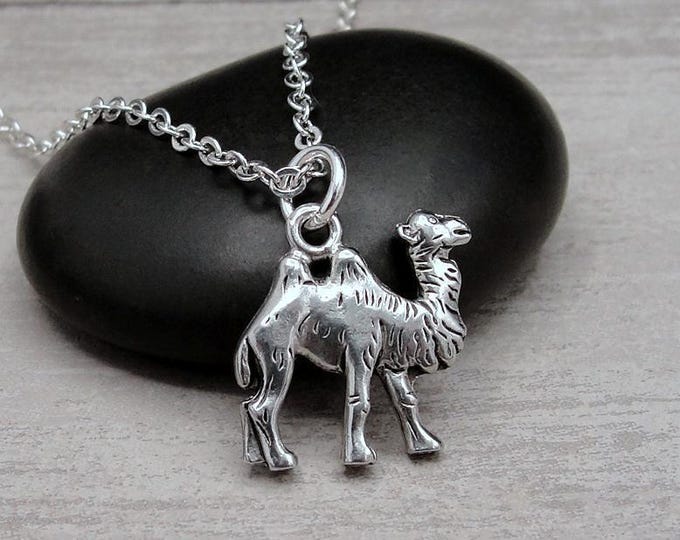 Two Hump Camel Necklace, Silver Bactrian Camel Necklace, Camel Charm Necklace, Camel Pendant, Camel Gift, Camel Jewelry