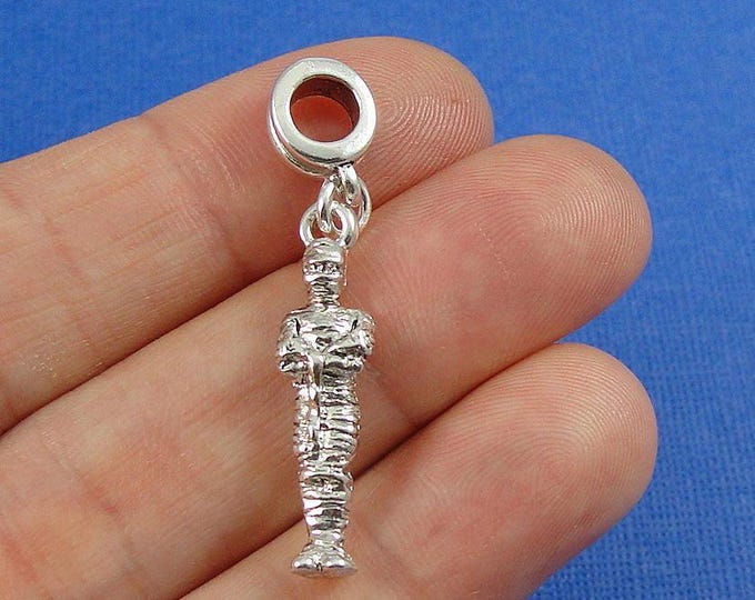 Mummy European Dangle Bead Charm - Silver Mummy Charm for European Bracelet