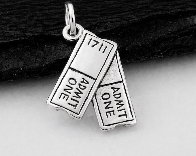 Movie Tickets Charm, 925 Sterling SIlver Show Tickets Bracelet Charm, Film Producer Charm, Actor Charm, Actress Charm, Movie Buff Gift
