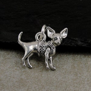 Chihuahua Charm - Silver Plated Chihuahua Charm for Necklace or Bracelet - Chihuahua Pendant - Chihuahua Gift - Puppy Dog Necklace