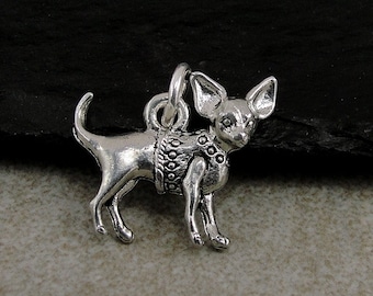 Chihuahua Charm - Silver Plated Chihuahua Charm for Necklace or Bracelet - Chihuahua Pendant - Chihuahua Gift - Puppy Dog Necklace