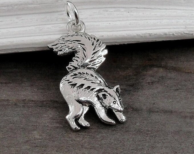 Silver Skunk Charm, Realistic Skunk Necklace Charm, Wildlife Charm, Weasel Charm, Critter Charm, Animal Charm, Pet Skunk Charm, Skunk Gift
