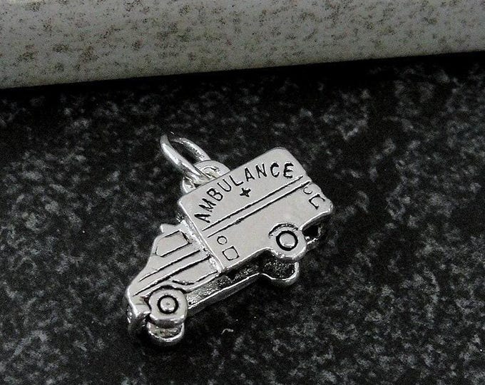 Ambulance Charm, Silver Ambulance Charm for Necklace or Bracelet, Paramedic Charm, EMT Charm, Hospital Charm, Paramedic Gift, EMT Jewelry