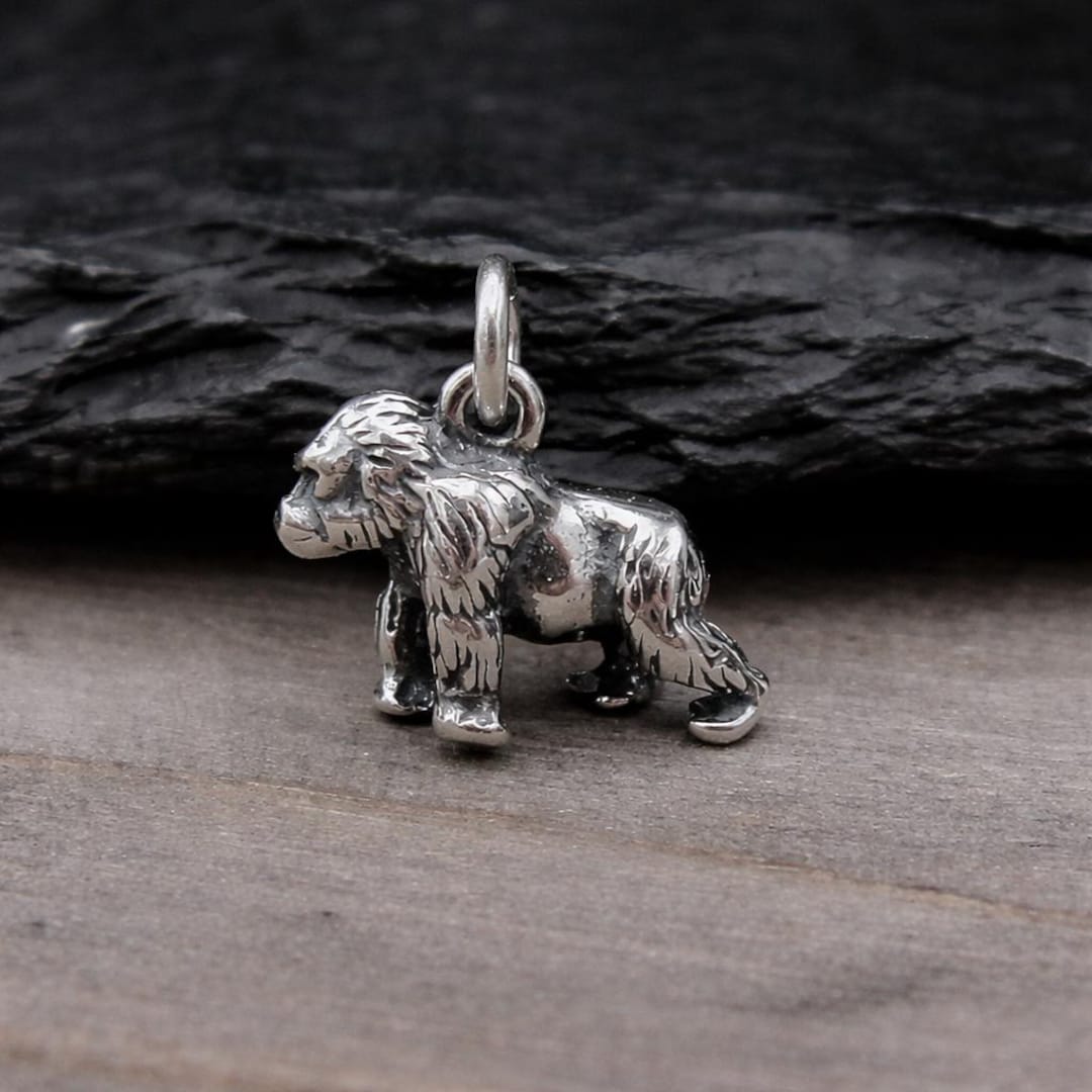 3D Gorilla Charm, Sterling Silver Chimpanzee Charm for Necklace or