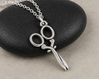 Antique Scissors Necklace, Silver Scissors Charm, Vintage Sewing Pendant, Seamstress Jewelry, Tailor Gift, Sewing Lover Gift