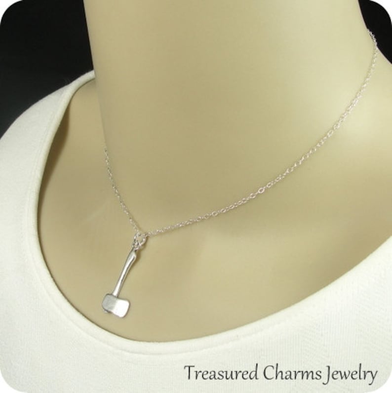 Sterling Silver Axe Charm on a Silver Cable Chain Axe Necklace