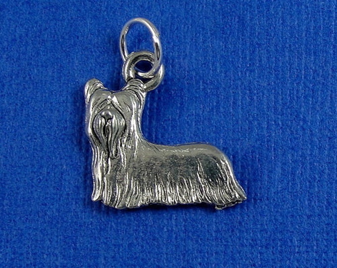 Yorkshire Terrier Charm - Silver Plated Yorkie Charm for Necklace or Bracelet