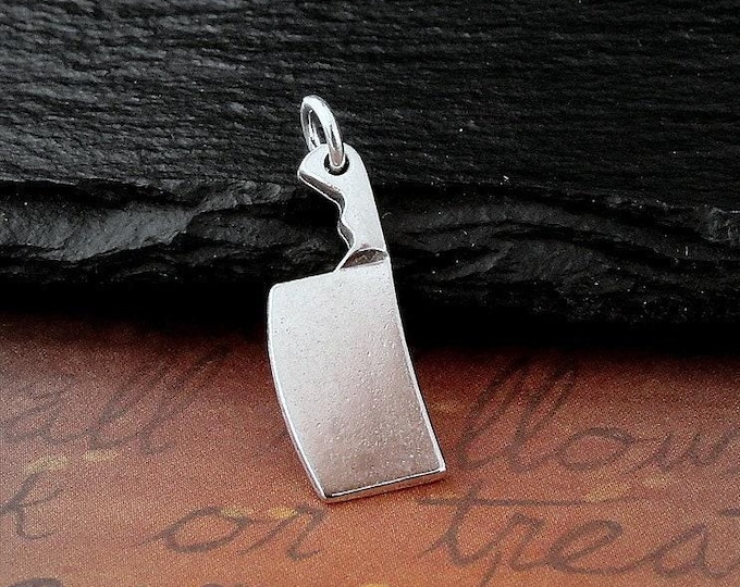 Cleaver Charm, Silver Chef's Knife Charm for Necklace or Bracelet, Cleaver Necklace, Halloween Charm, Horror Movie Charm, Halloween Jewelry